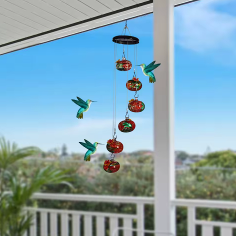 Charming Glass Wind Chime HummingBird Feeder