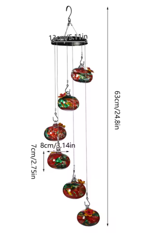 Charming Glass Wind Chime HummingBird Feeder