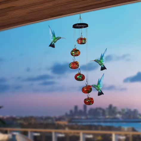 Charming Glass Wind Chime HummingBird Feeder